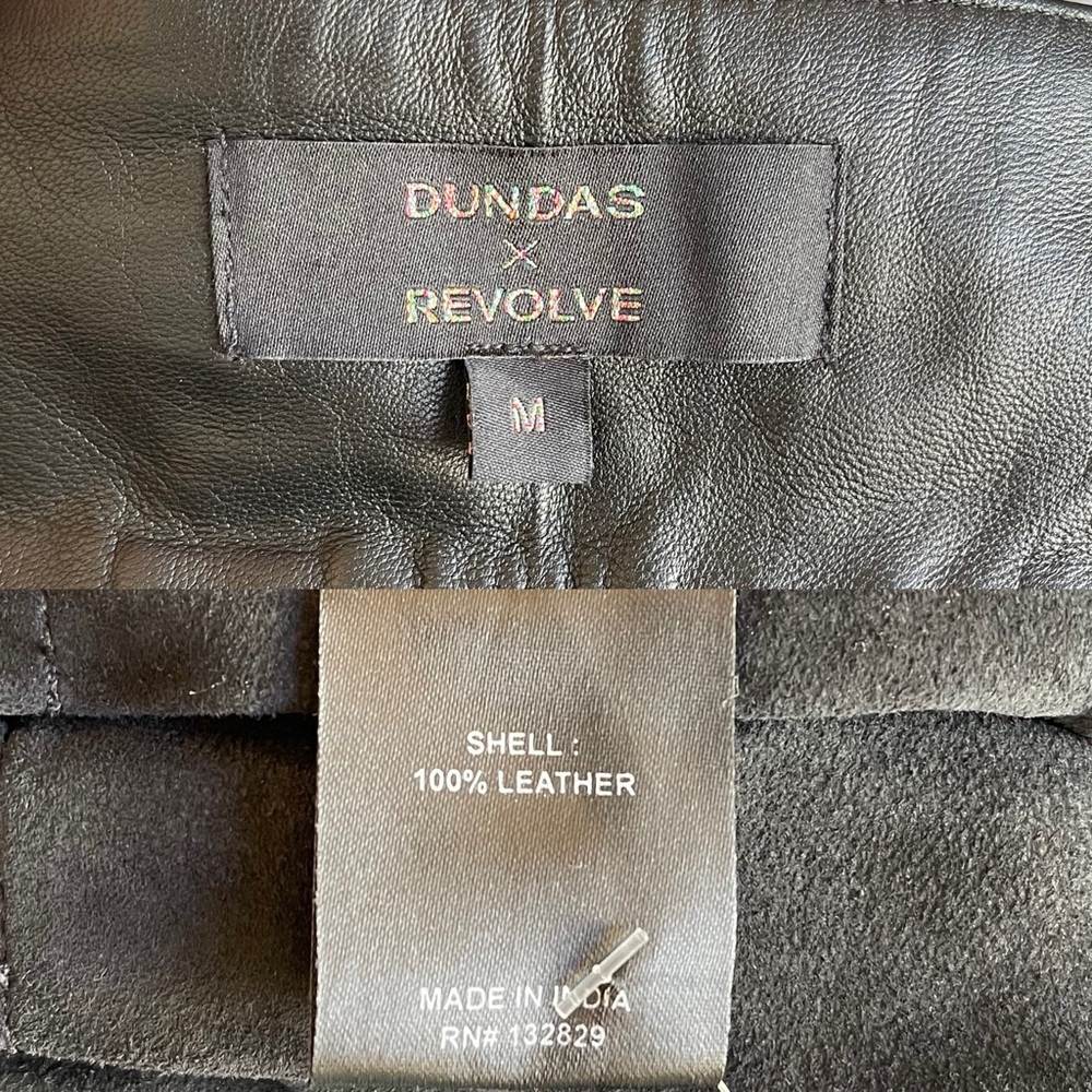 NWT DUNDAS X REVOLVE Pleated Leather Wrap Skirt in Black - Picture 12 of 14